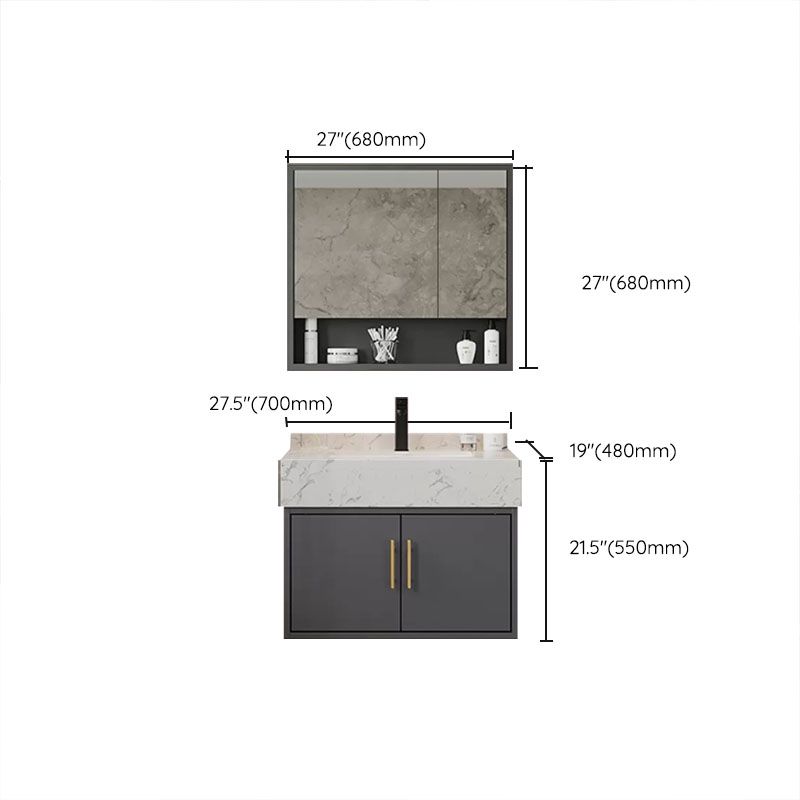 Grey Modern Wood Single-Sink Rectangular Open Console with Sink Set Clearhalo 'Bathroom Remodel & Bathroom Fixtures' 'Bathroom Vanities' 'bathroom_vanities' 'Home Improvement' 'home_improvement' 'home_improvement_bathroom_vanities' 1200x1200_ce9b7c47-fe39-4a32-9c11-cf625e79d2f3