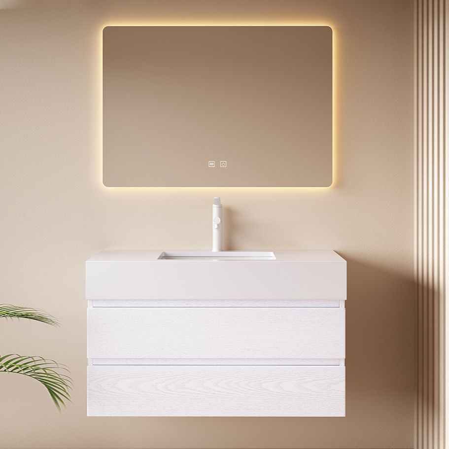 White Bath Vanity Wall Mount Single Sink Rectangular 2 Drawers Wood Frame Vanity Clearhalo 'Bathroom Remodel & Bathroom Fixtures' 'Bathroom Vanities' 'bathroom_vanities' 'Home Improvement' 'home_improvement' 'home_improvement_bathroom_vanities' 1200x1200_ceb35ab9-96f9-4ba3-bfed-7b4bca1ebdfc