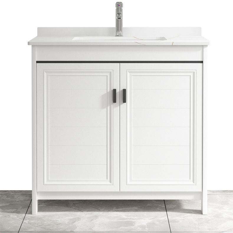 Freestanding Bathroom Vanity Single Sink White Modern Rectangular Vanity Set Clearhalo 'Bathroom Remodel & Bathroom Fixtures' 'Bathroom Vanities' 'bathroom_vanities' 'Home Improvement' 'home_improvement' 'home_improvement_bathroom_vanities' 1200x1200_ced0bb81-f6ad-4560-9a30-72b36efc75a6