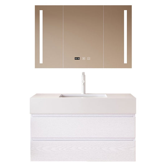 White Bath Vanity Wall Mount Single Sink Rectangular 2 Drawers Wood Frame Vanity Clearhalo 'Bathroom Remodel & Bathroom Fixtures' 'Bathroom Vanities' 'bathroom_vanities' 'Home Improvement' 'home_improvement' 'home_improvement_bathroom_vanities' 1200x1200_ceeb889e-5f20-4b21-8361-d2d092296b79