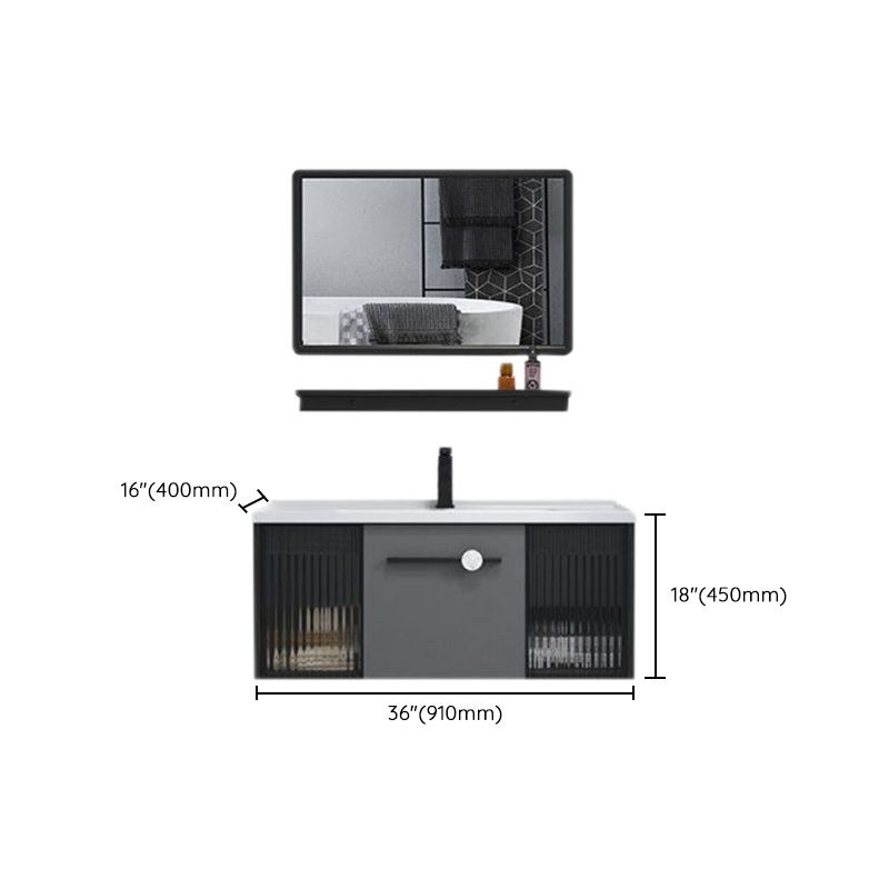 Wall Mount Bath Vanity Set Mirror Grey Rectangle Wood Bathroom Vanity with Single Sink Clearhalo 'Bathroom Remodel & Bathroom Fixtures' 'Bathroom Vanities' 'bathroom_vanities' 'Home Improvement' 'home_improvement' 'home_improvement_bathroom_vanities' 1200x1200_ceef60ab-0526-4629-9e19-177e2969c2f1