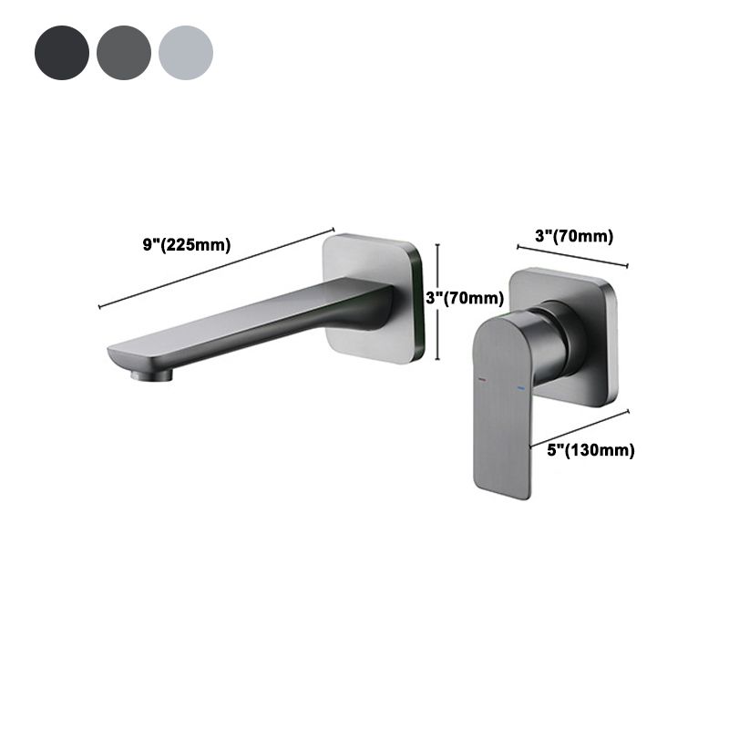 Square Single Handle Bathroom Faucet 2 Hole Wall Mounted Bathroom Faucet Clearhalo 'Bathroom Remodel & Bathroom Fixtures' 'Bathroom Sink Faucets' 'Bathroom Sinks & Faucet Components' 'bathroom_sink_faucets' 'Home Improvement' 'home_improvement' 'home_improvement_bathroom_sink_faucets' 1200x1200_cefb1eb1-c775-4ca3-9425-df16125a3708