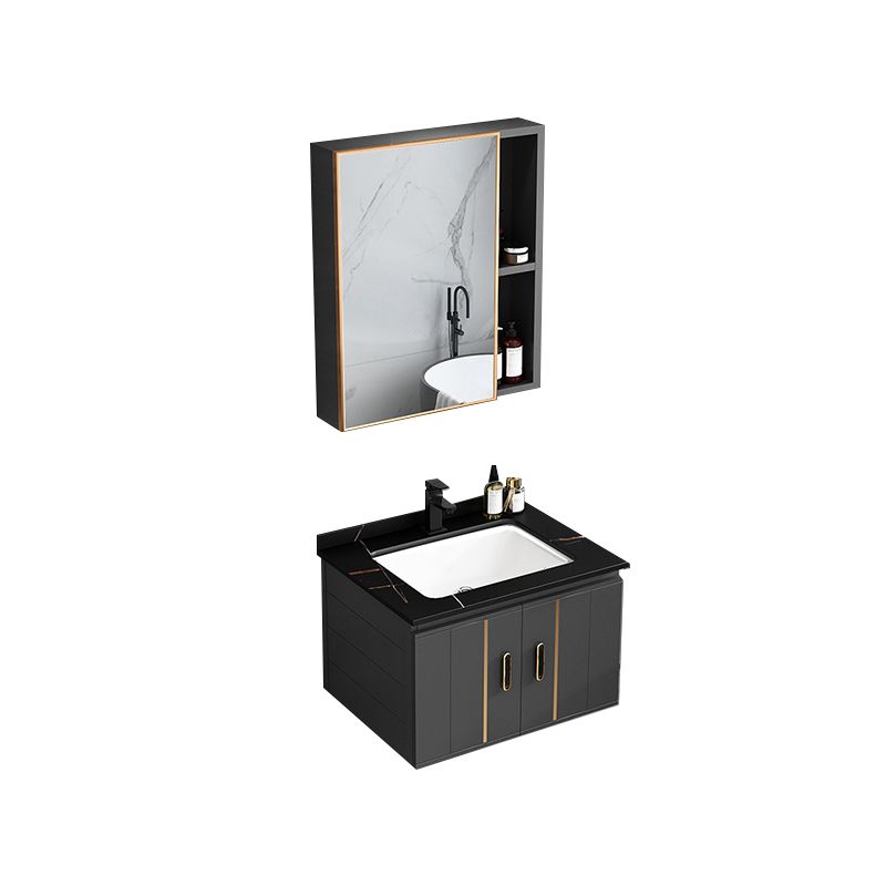 Single Sink Bath Vanity Black Wall Mount Modern Metal Base Vanity Set Clearhalo 'Bathroom Remodel & Bathroom Fixtures' 'Bathroom Vanities' 'bathroom_vanities' 'Home Improvement' 'home_improvement' 'home_improvement_bathroom_vanities' 1200x1200_ceff1b9e-97e1-42d1-8e55-350f6b4b20cf