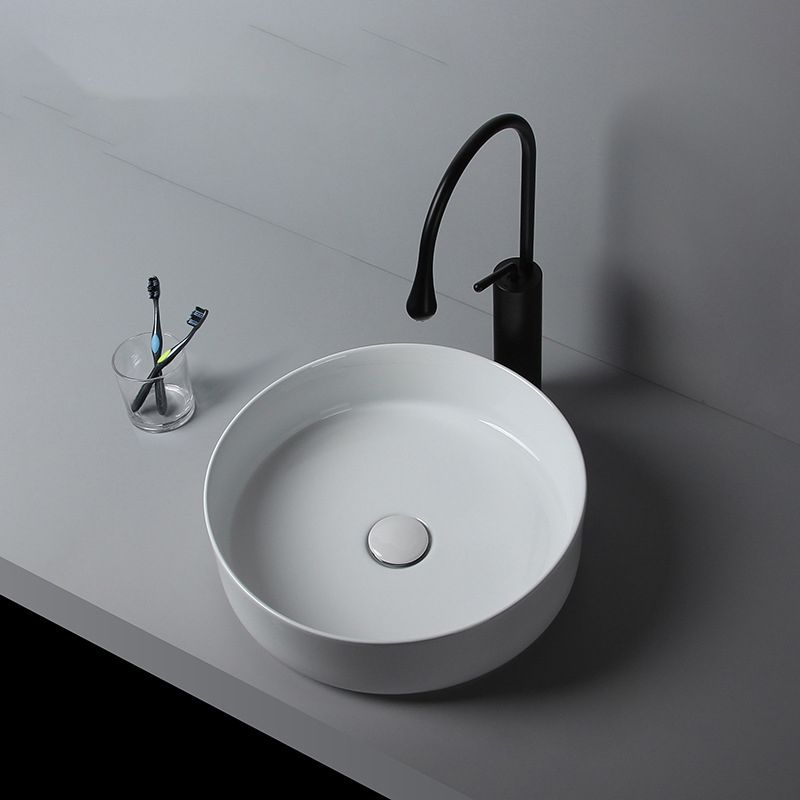 Modern White Vessel Sink Porcelain Shut-Off Valve Included Bathroom Sink Clearhalo 'Bathroom Remodel & Bathroom Fixtures' 'Bathroom Sinks & Faucet Components' 'Bathroom Sinks' 'bathroom_sink' 'Home Improvement' 'home_improvement' 'home_improvement_bathroom_sink' 1200x1200_cf08bcaa-e19f-4eb3-8483-7d3d963d3b0f