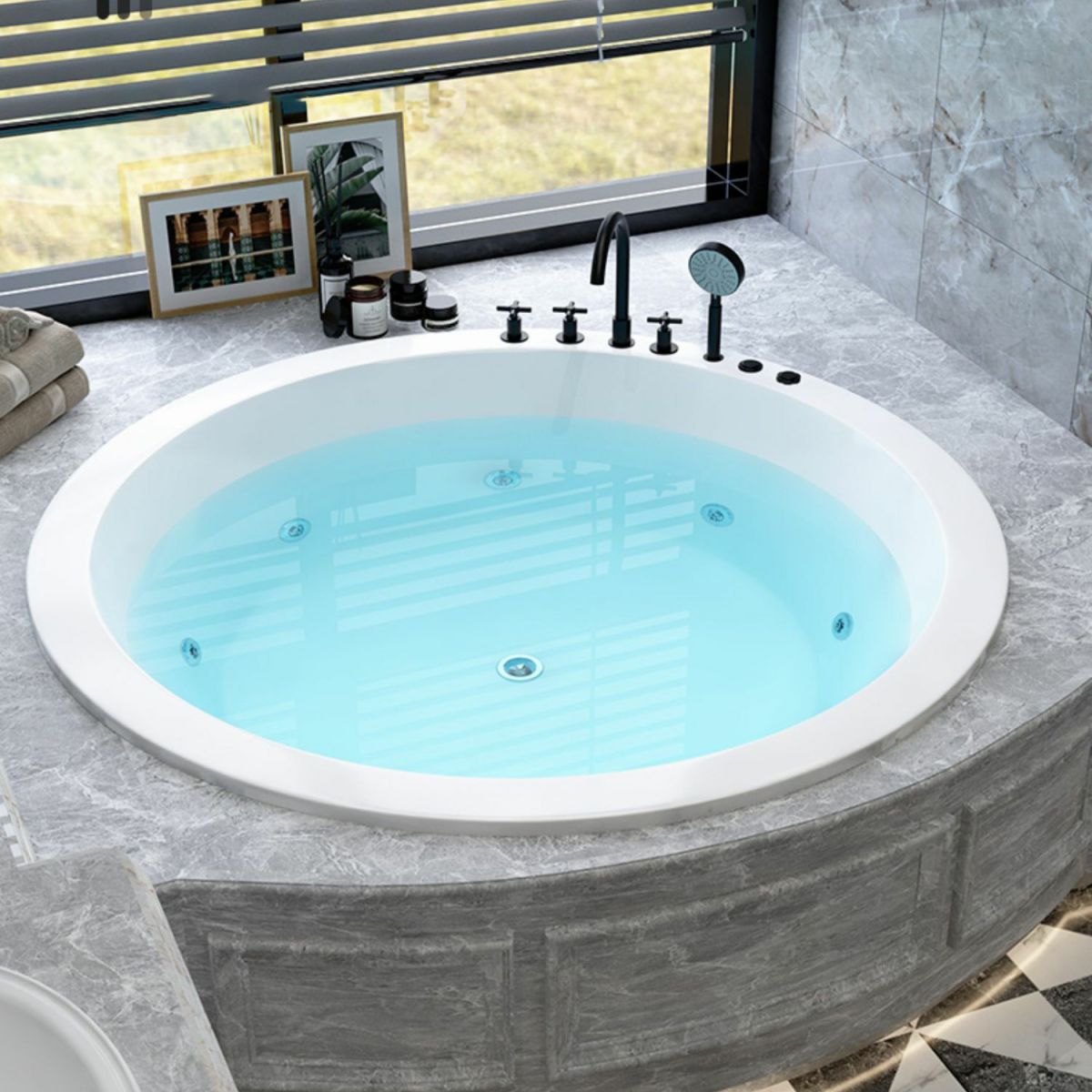 Modern Round Drop-in Bathtub Acrylic-Fiberglass Soaking/Air Bathtub Clearhalo 'Bathroom Remodel & Bathroom Fixtures' 'Bathtubs' 'Home Improvement' 'home_improvement' 'home_improvement_bathtubs' 'Showers & Bathtubs' 1200x1200_cf26db29-a09b-4445-9928-b8509f47399f