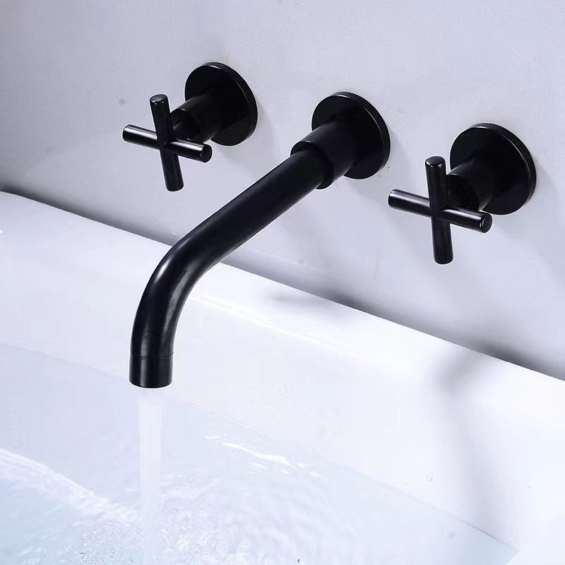 Modern 1 or 2-Handle Bathroom Sink Faucet Circular Wall Mounted Bathroom Faucet. Clearhalo 'Bathroom Remodel & Bathroom Fixtures' 'Bathroom Sink Faucets' 'Bathroom Sinks & Faucet Components' 'bathroom_sink_faucets' 'Home Improvement' 'home_improvement' 'home_improvement_bathroom_sink_faucets' 1200x1200_cf437cea-d122-4c43-b286-29aae546ecda