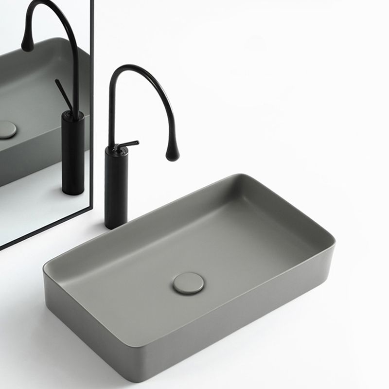 Contemporary Bathroom Sink Rectangular Porcelain Vessel Lavatory Sink with Pop-Up Drain Clearhalo 'Bathroom Remodel & Bathroom Fixtures' 'Bathroom Sinks & Faucet Components' 'Bathroom Sinks' 'bathroom_sink' 'Home Improvement' 'home_improvement' 'home_improvement_bathroom_sink' 1200x1200_cf46f0a9-8167-4b1f-ac85-11bfa881752e