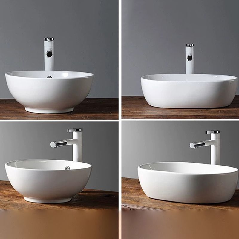 Modern Vessel Bathroom Sink Porcelain Oval with Pop-Up Drain Bathroom Sink Clearhalo 'Bathroom Remodel & Bathroom Fixtures' 'Bathroom Sinks & Faucet Components' 'Bathroom Sinks' 'bathroom_sink' 'Home Improvement' 'home_improvement' 'home_improvement_bathroom_sink' 1200x1200_cf5f4a3e-c3f0-4e2c-b6af-9b23f07c6b78