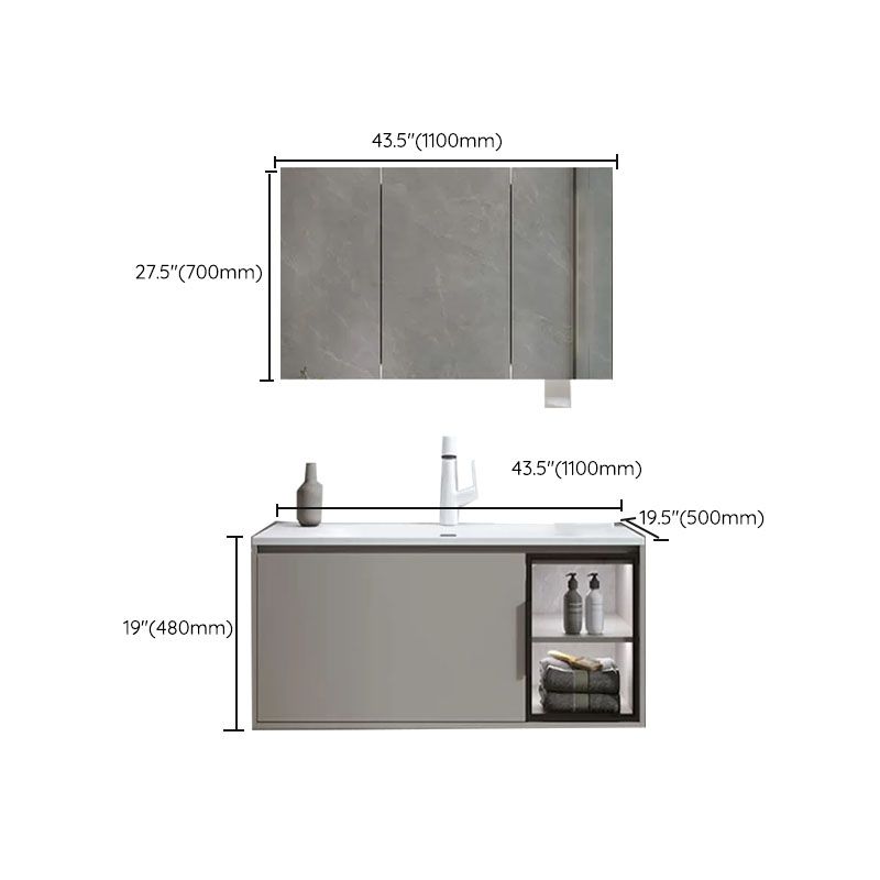 Modern Bathroom Sink Vanity Stainless Steel Wall-Mounted with Soft Close Door Clearhalo 'Bathroom Remodel & Bathroom Fixtures' 'Bathroom Vanities' 'bathroom_vanities' 'Home Improvement' 'home_improvement' 'home_improvement_bathroom_vanities' 1200x1200_cfc40498-c004-4f6e-9cdb-a36990171261