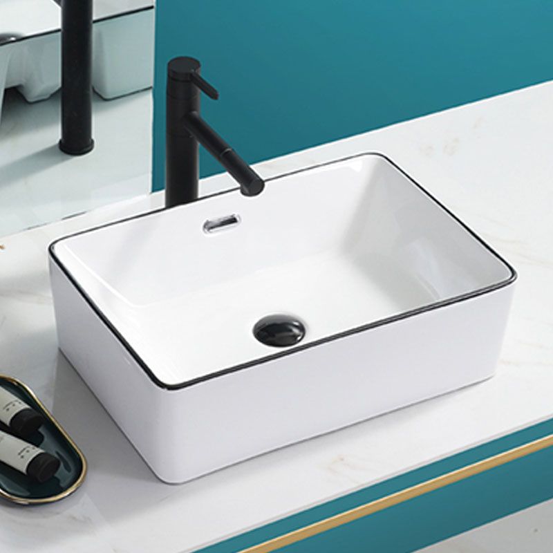 Bathroom Sink Ceramic Black Edging Anti-spill Rectangular Rod Single Handle Faucet Sink Clearhalo 'Bathroom Remodel & Bathroom Fixtures' 'Bathroom Sinks & Faucet Components' 'Bathroom Sinks' 'bathroom_sink' 'Home Improvement' 'home_improvement' 'home_improvement_bathroom_sink' 1200x1200_d0126057-4e23-4d3d-ab48-3ef65dfaf4a8