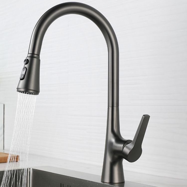 Modern Style Kitchen Faucet Gooseneck Copper Lever Handle Kitchen Faucet Clearhalo 'Home Improvement' 'home_improvement' 'home_improvement_kitchen_faucets' 'Kitchen Faucets' 'Kitchen Remodel & Kitchen Fixtures' 'Kitchen Sinks & Faucet Components' 'kitchen_faucets' 1200x1200_d0586e17-c916-4f0c-9d41-91fdbdea8df3