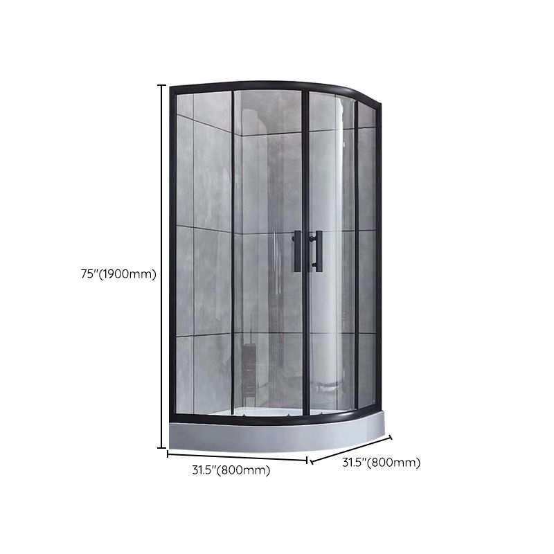 Rounded Matt Black Shower Enclosure Tempered Glass Corner Shower Enclosure Clearhalo 'Bathroom Remodel & Bathroom Fixtures' 'Home Improvement' 'home_improvement' 'home_improvement_shower_stalls_enclosures' 'Shower Stalls & Enclosures' 'shower_stalls_enclosures' 'Showers & Bathtubs' 1200x1200_d05f53ed-545b-498e-9826-e668cc103891