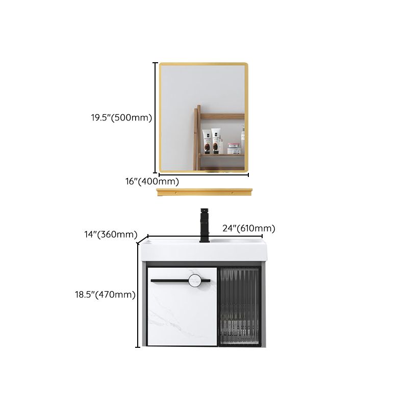 Modern Single Sink Bathroom Vanity White Glass Rectangular Wall Mount Bath Vanity Clearhalo 'Bathroom Remodel & Bathroom Fixtures' 'Bathroom Vanities' 'bathroom_vanities' 'Home Improvement' 'home_improvement' 'home_improvement_bathroom_vanities' 1200x1200_d07f9273-ae42-43af-adf1-34015ea8903a