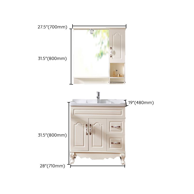 Freestanding Bathroom Vanity Single Sink White Mirror 2 Doors Vanity with Drawers Clearhalo 'Bathroom Remodel & Bathroom Fixtures' 'Bathroom Vanities' 'bathroom_vanities' 'Home Improvement' 'home_improvement' 'home_improvement_bathroom_vanities' 1200x1200_d095c39e-bc60-4065-803a-1cb87158f2d3