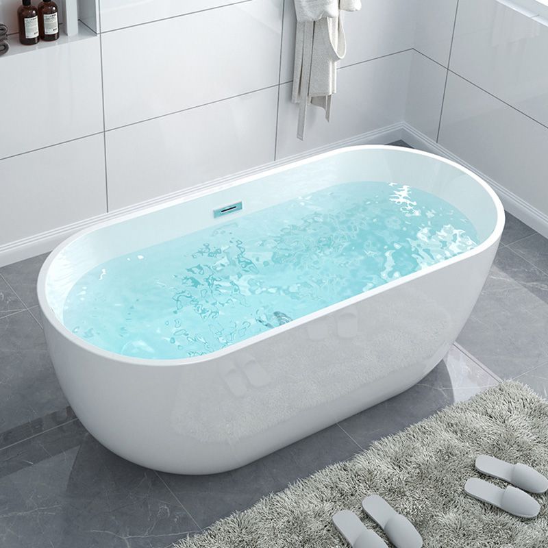 Acrylic Freestanding Bath Back to Wall Modern Oval White Bathtub Clearhalo 'Bathroom Remodel & Bathroom Fixtures' 'Bathtubs' 'Home Improvement' 'home_improvement' 'home_improvement_bathtubs' 'Showers & Bathtubs' 1200x1200_d09abf9a-9132-4845-8fd0-23d8e5938814