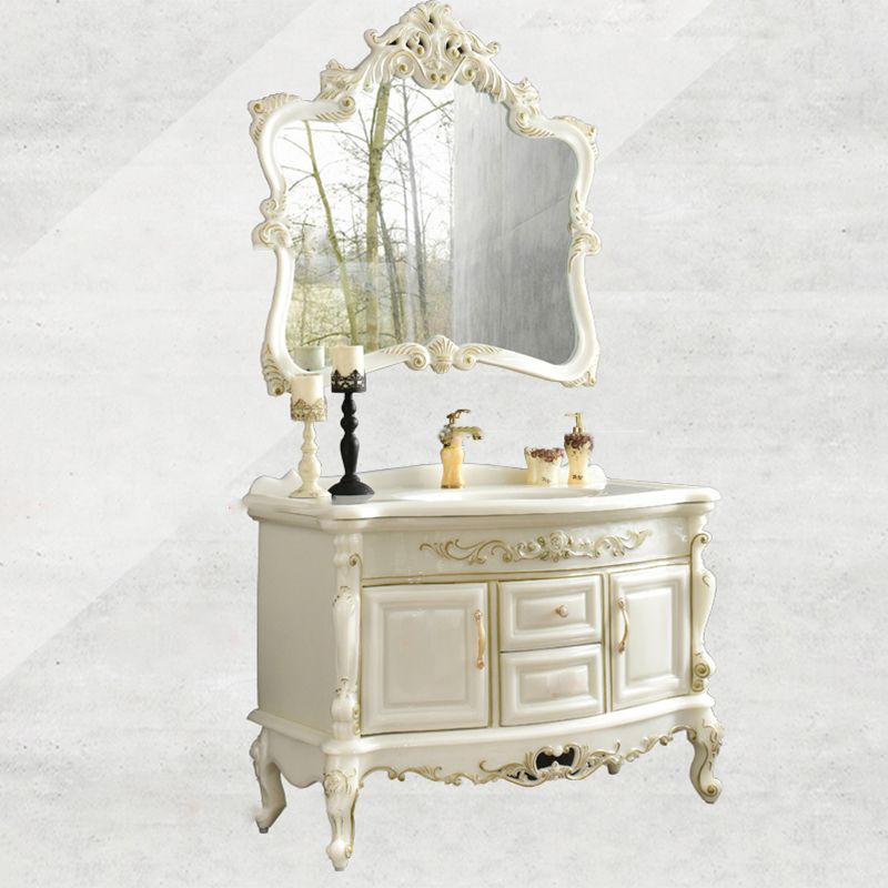 Luxury Bathroom Vanity Set Single Sink Drawers 2 Doors Bathroom Vanity with Mirror Clearhalo 'Bathroom Remodel & Bathroom Fixtures' 'Bathroom Vanities' 'bathroom_vanities' 'Home Improvement' 'home_improvement' 'home_improvement_bathroom_vanities' 1200x1200_d0a24785-166d-409b-8678-aaeebdd9e099