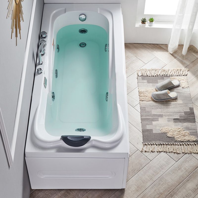 Modern Back to Wall Bathtub Rectangular White Acrylic Soaking Tub Clearhalo 'Bathroom Remodel & Bathroom Fixtures' 'Bathtubs' 'Home Improvement' 'home_improvement' 'home_improvement_bathtubs' 'Showers & Bathtubs' 1200x1200_d0aed01b-c85b-436f-8a84-74ede3cd26c1