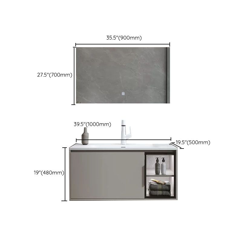 Modern Bathroom Sink Vanity Stainless Steel Wall-Mounted with Soft Close Door Clearhalo 'Bathroom Remodel & Bathroom Fixtures' 'Bathroom Vanities' 'bathroom_vanities' 'Home Improvement' 'home_improvement' 'home_improvement_bathroom_vanities' 1200x1200_d0b24f9d-5956-44e2-b7e2-604702dfaf95