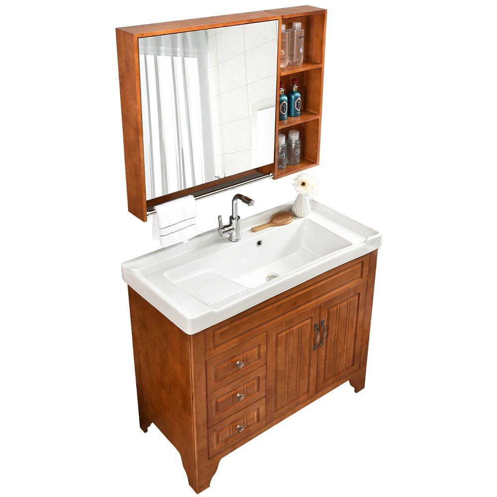 Wood Traditional Sink Vanity Freestanding Bathroom Vanity Set with Mirror Clearhalo 'Bathroom Remodel & Bathroom Fixtures' 'Bathroom Vanities' 'bathroom_vanities' 'Home Improvement' 'home_improvement' 'home_improvement_bathroom_vanities' 1200x1200_d0bd779c-0e83-43f0-88d9-0e48c5f7169f