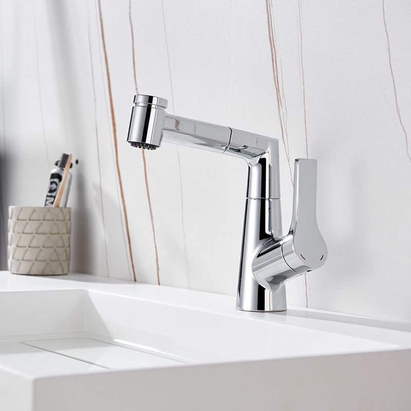 Modern Pull-out Faucet Single Lever Handle Faucet for Bathroom Clearhalo 'Bathroom Remodel & Bathroom Fixtures' 'Bathroom Sink Faucets' 'Bathroom Sinks & Faucet Components' 'bathroom_sink_faucets' 'Home Improvement' 'home_improvement' 'home_improvement_bathroom_sink_faucets' 1200x1200_d109b1d8-9255-4a7c-b710-6181a6b0c331