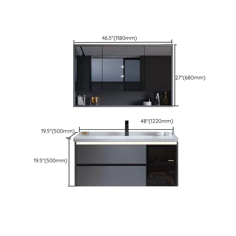 Grey Modern Wall Mounted Standard Open Console with Sink Set Clearhalo 'Bathroom Remodel & Bathroom Fixtures' 'Bathroom Vanities' 'bathroom_vanities' 'Home Improvement' 'home_improvement' 'home_improvement_bathroom_vanities' 1200x1200_d10fcb89-3f64-40ce-bfdc-db8ba281e194