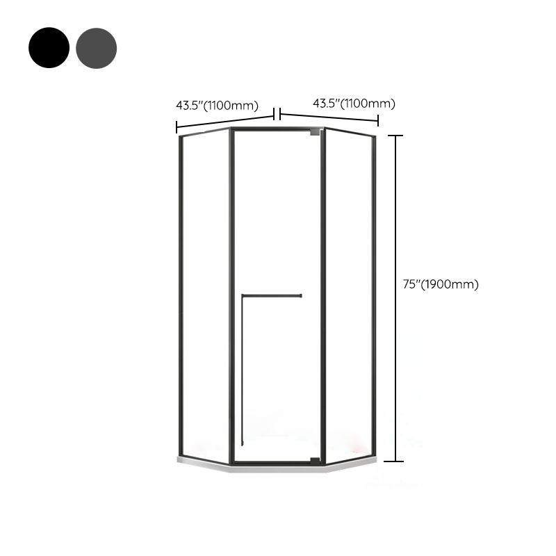 Pivot Diamond-shaped Shower Room Frame Tempered Swing Shower Door Clearhalo 'Bathroom Remodel & Bathroom Fixtures' 'Home Improvement' 'home_improvement' 'home_improvement_shower_tub_doors' 'Shower and Tub Doors' 'shower_tub_doors' 'Showers & Bathtubs' 1200x1200_d153ba75-ae37-4646-a695-e10d8e24946e