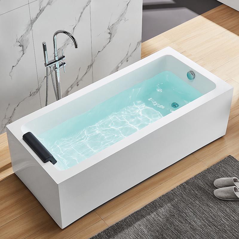 Modern Freestanding Rectangular Bath Tub Acrylic Home Bathtub in White Clearhalo 'Bathroom Remodel & Bathroom Fixtures' 'Bathtubs' 'Home Improvement' 'home_improvement' 'home_improvement_bathtubs' 'Showers & Bathtubs' 1200x1200_d163446d-4102-47e3-b9aa-ca7e600fbc41