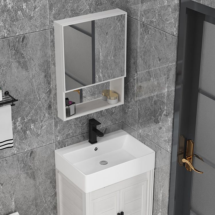 Rectangular Modern Bathroom Vanity White Metal Frame Single-Sink Vanity Set Clearhalo 'Bathroom Remodel & Bathroom Fixtures' 'Bathroom Vanities' 'bathroom_vanities' 'Home Improvement' 'home_improvement' 'home_improvement_bathroom_vanities' 1200x1200_d16ee762-b80e-4eb8-9b5c-d16767b1cfe8