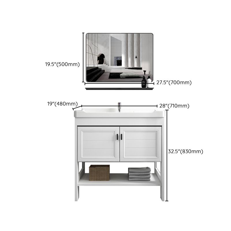 Freestanding Vanity Mirror 2 Doors Single Sink White Rectangular Shelving Included Vanity Clearhalo 'Bathroom Remodel & Bathroom Fixtures' 'Bathroom Vanities' 'bathroom_vanities' 'Home Improvement' 'home_improvement' 'home_improvement_bathroom_vanities' 1200x1200_d170fe5f-4680-4364-9a22-39d7a6979876