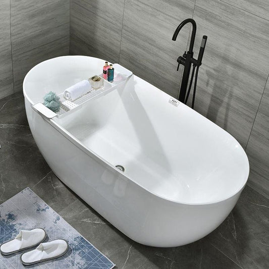Modern Oval Bathtub Acrylic Freestanding Soaking White Back to Wall Bath Clearhalo 'Bathroom Remodel & Bathroom Fixtures' 'Bathtubs' 'Home Improvement' 'home_improvement' 'home_improvement_bathtubs' 'Showers & Bathtubs' 1200x1200_d198c48d-2ab2-4a82-bfcd-608904e45384