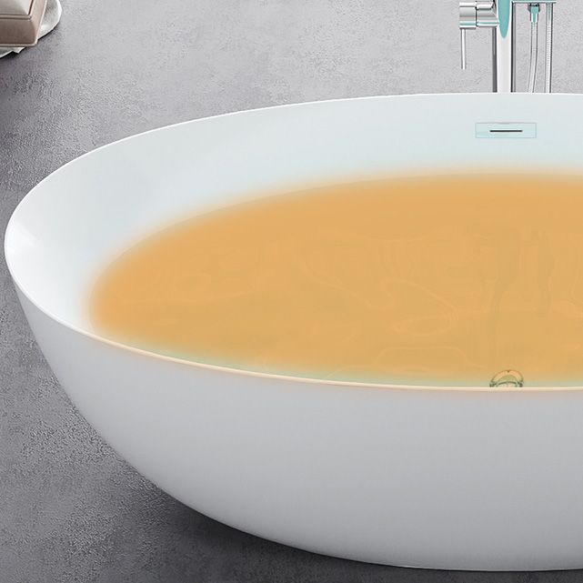 Oval Stand Alone Bath Acrylic Soaking White Modern Back to Wall Bathtub Clearhalo 'Bathroom Remodel & Bathroom Fixtures' 'Bathtubs' 'Home Improvement' 'home_improvement' 'home_improvement_bathtubs' 'Showers & Bathtubs' 1200x1200_d1a241c3-60bd-4f16-9a61-f8175181cc29
