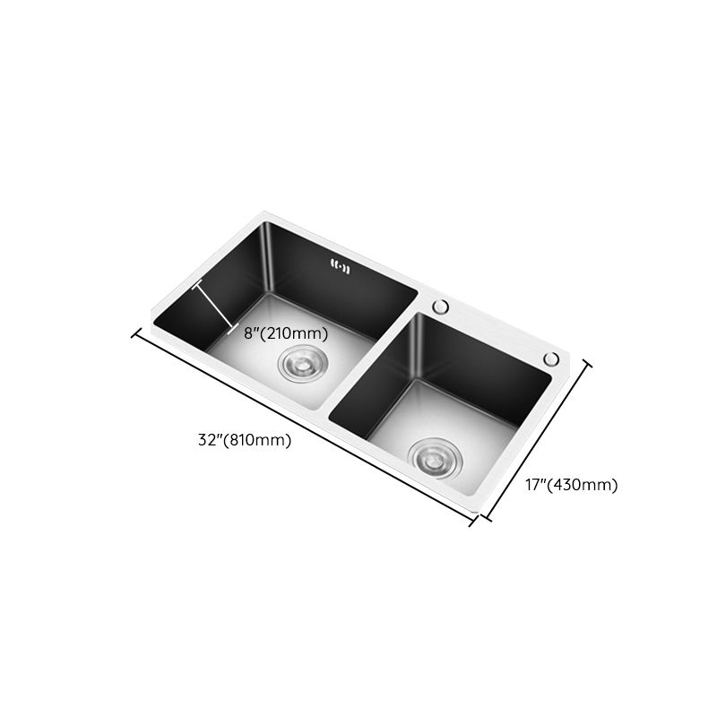 Modern Style Kitchen Sink Drop-In Kitchen Double Sink with Soundproofing Clearhalo 'Home Improvement' 'home_improvement' 'home_improvement_kitchen_sinks' 'Kitchen Remodel & Kitchen Fixtures' 'Kitchen Sinks & Faucet Components' 'Kitchen Sinks' 'kitchen_sinks' 1200x1200_d1a3b636-6e15-4381-b8cc-b0dcf6202051