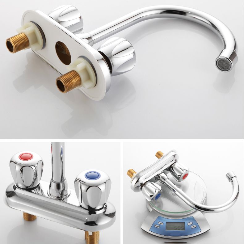 2-handles Brass Bathroom Faucet Modern High-arc Center Faucet Clearhalo 'Bathroom Remodel & Bathroom Fixtures' 'Bathroom Sink Faucets' 'Bathroom Sinks & Faucet Components' 'bathroom_sink_faucets' 'Home Improvement' 'home_improvement' 'home_improvement_bathroom_sink_faucets' 1200x1200_d1b5d9fa-5f62-49b7-ba77-84e534751f9a