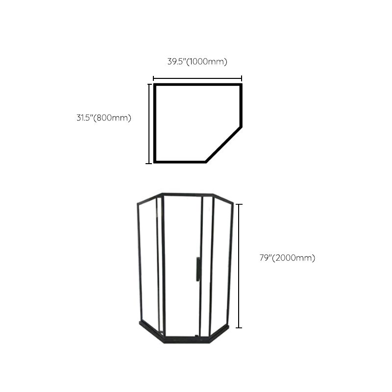 Contemporary Shower Enclosure Neo-Angle Semi-Frameless Clear Shower Enclosure Clearhalo 'Bathroom Remodel & Bathroom Fixtures' 'Home Improvement' 'home_improvement' 'home_improvement_shower_stalls_enclosures' 'Shower Stalls & Enclosures' 'shower_stalls_enclosures' 'Showers & Bathtubs' 1200x1200_d1ba8c91-2bda-4481-a633-e6cab7cb1b0d