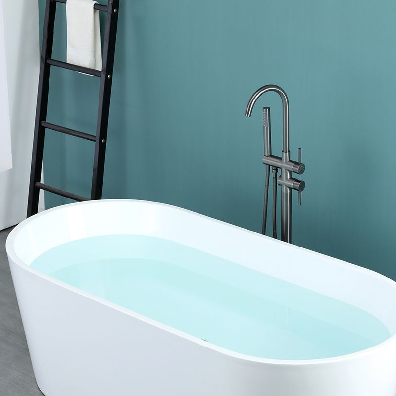 Floor Mounted Metal Freestanding Tub Filler Two Handles Freestanding Tub Filler Trim Clearhalo 'Bathroom Remodel & Bathroom Fixtures' 'Bathtub Faucets' 'bathtub_faucets' 'Home Improvement' 'home_improvement' 'home_improvement_bathtub_faucets' 1200x1200_d1bb7e6e-4d7f-46cf-bb22-95cb8506f7ad