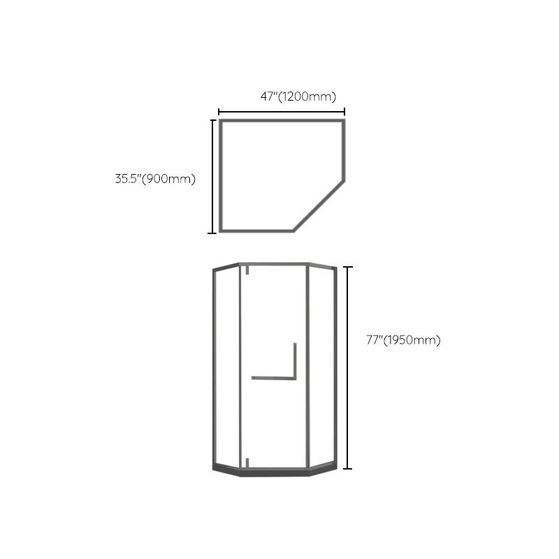 Contemporary Black Shower Enclosure Neo-Angle Semi-Frameless Clear Shower Enclosure Clearhalo 'Bathroom Remodel & Bathroom Fixtures' 'Home Improvement' 'home_improvement' 'home_improvement_shower_stalls_enclosures' 'Shower Stalls & Enclosures' 'shower_stalls_enclosures' 'Showers & Bathtubs' 1200x1200_d1bd9b79-e284-41e8-9a65-360b3304c057