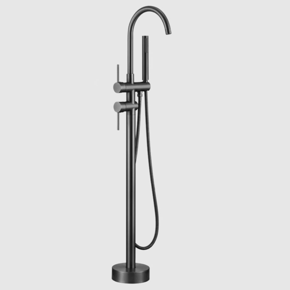 Floor Mounted Copper Freestanding Tub Filler Simple High Arc Freestanding Tub Filler Trim Clearhalo 'Bathroom Remodel & Bathroom Fixtures' 'Bathtub Faucets' 'bathtub_faucets' 'Home Improvement' 'home_improvement' 'home_improvement_bathtub_faucets' 1200x1200_d1d03abe-c011-4ead-a08f-8e70e146c12c