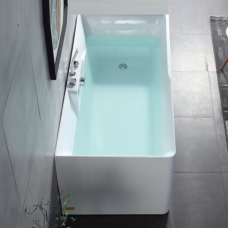 Modern Style Acrylic Bathtub Rectangle Back to Wall Bathroom Bathtub in White Clearhalo 'Bathroom Remodel & Bathroom Fixtures' 'Bathtubs' 'Home Improvement' 'home_improvement' 'home_improvement_bathtubs' 'Showers & Bathtubs' 1200x1200_d1f731d6-8d7f-4292-9cf4-49cfbf2e3e7a