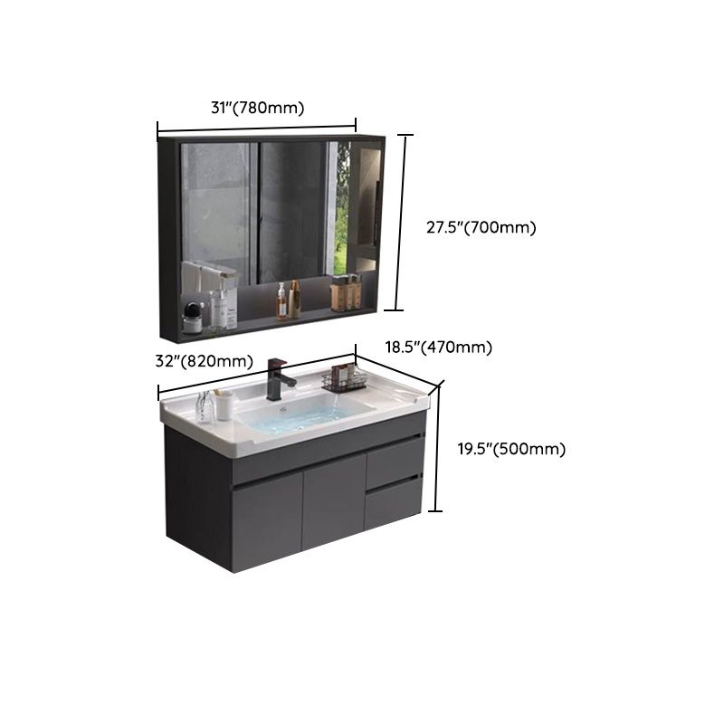 Grey Modern Solid Wood Single-Sink Open Console with Sink Set Clearhalo 'Bathroom Remodel & Bathroom Fixtures' 'Bathroom Vanities' 'bathroom_vanities' 'Home Improvement' 'home_improvement' 'home_improvement_bathroom_vanities' 1200x1200_d1f94152-ca7b-4b47-b260-2475e7028df0