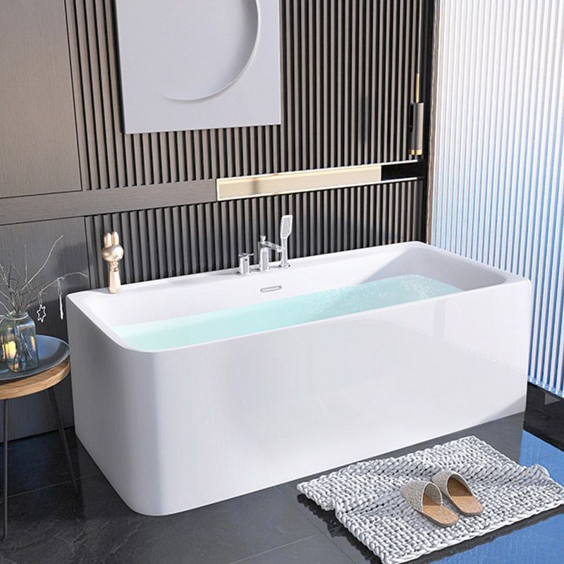 Modern Acrylic Rectangle Bathtub Soaking Back to Wall Bathtub with Drain and Overflow Trim Clearhalo 'Bathroom Remodel & Bathroom Fixtures' 'Bathtubs' 'Home Improvement' 'home_improvement' 'home_improvement_bathtubs' 'Showers & Bathtubs' 1200x1200_d20891cb-6850-49b5-bd8d-26bc2e14722a