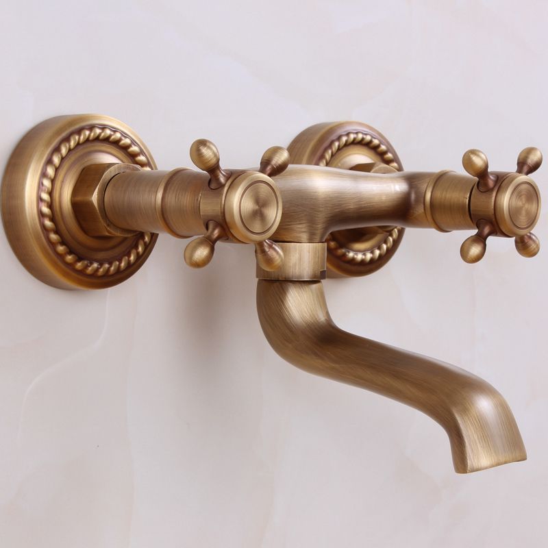 Traditional Wall Mounted Metal Tub Filler Double Handles Waterfall Tub Faucet Trim Clearhalo 'Bathroom Remodel & Bathroom Fixtures' 'Bathtub Faucets' 'bathtub_faucets' 'Home Improvement' 'home_improvement' 'home_improvement_bathtub_faucets' 1200x1200_d2339b34-af95-4f80-81ef-15f765427bf1