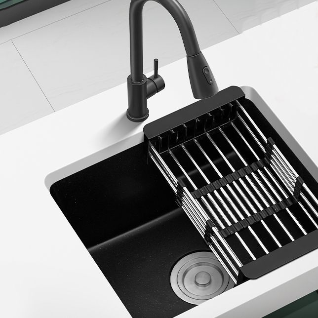 Quartz Kitchen Sink Single Bowl Kitchen Sink with Drain Strainer Kit Clearhalo 'Home Improvement' 'home_improvement' 'home_improvement_kitchen_sinks' 'Kitchen Remodel & Kitchen Fixtures' 'Kitchen Sinks & Faucet Components' 'Kitchen Sinks' 'kitchen_sinks' 1200x1200_d24b6fb0-6585-4dcf-8791-3cece15133b8
