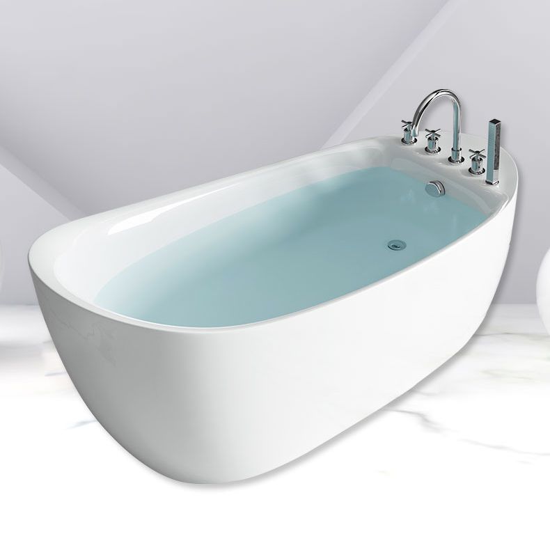 Freestanding Oval Bath Tub Modern Acrylic-Fiberglass Soaking Bathtub Clearhalo 'Bathroom Remodel & Bathroom Fixtures' 'Bathtubs' 'Home Improvement' 'home_improvement' 'home_improvement_bathtubs' 'Showers & Bathtubs' 1200x1200_d2555fad-a784-46d4-a379-d0f75bf45d32