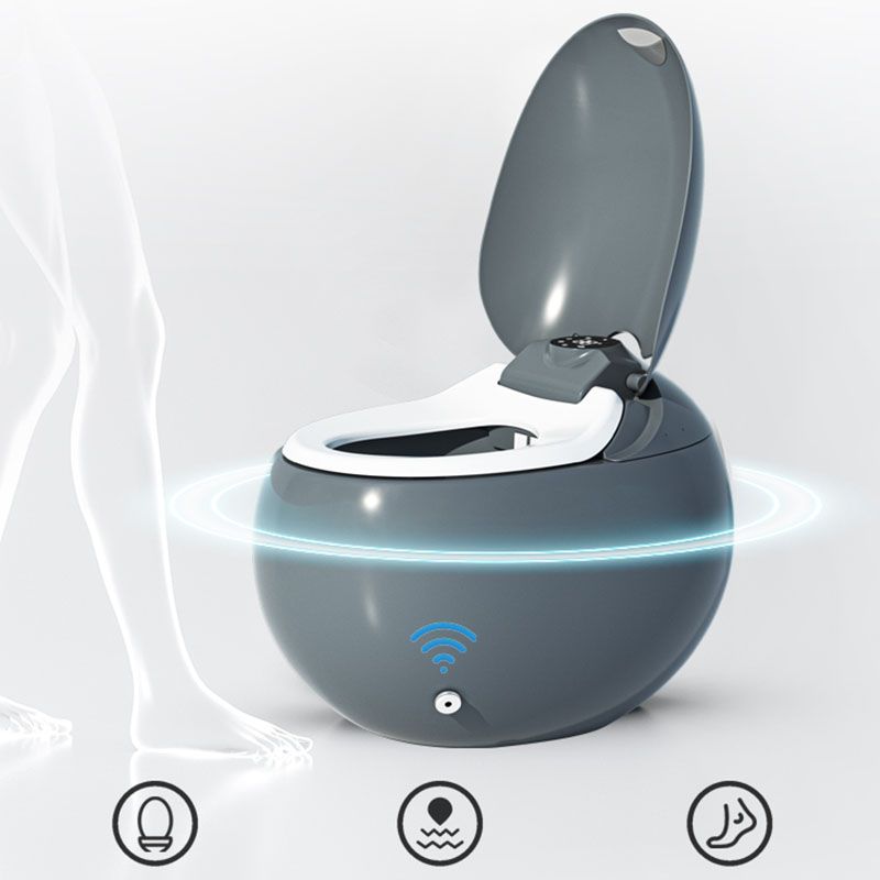 Contemporary Foot Sensor Ceramic Heated Seat Grey Round Floor Mount Bidet Clearhalo 'Bathroom Remodel & Bathroom Fixtures' 'Bidets' 'Home Improvement' 'home_improvement' 'home_improvement_bidets' 'Toilets & Bidets' 1200x1200_d28d8a3d-4af5-49fa-83e5-5b1272928501