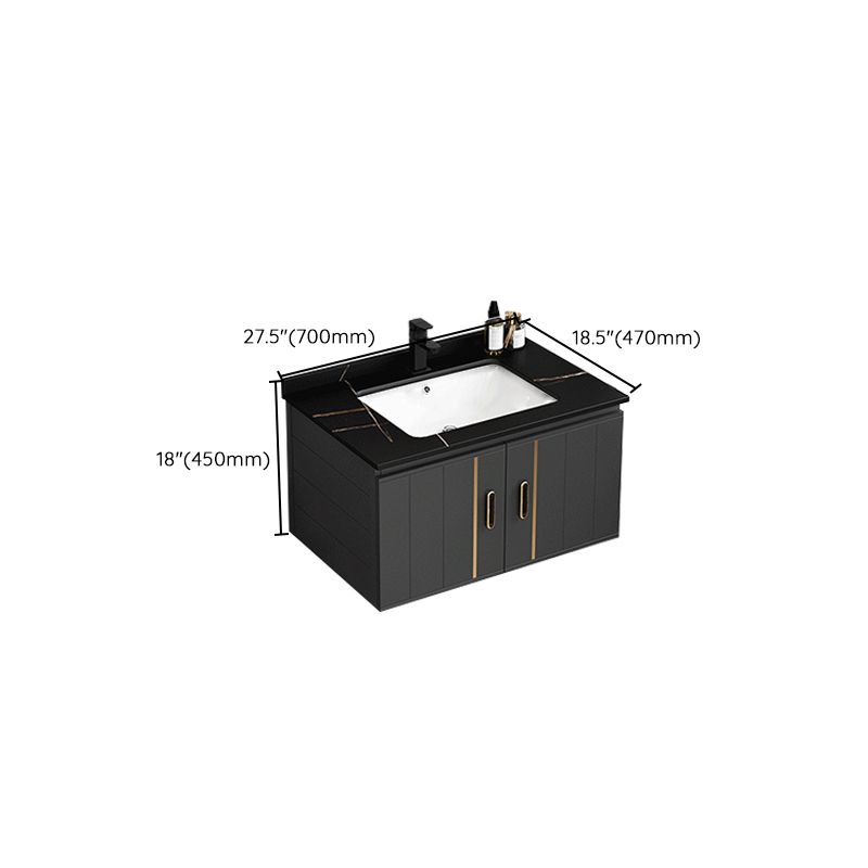 Modern Single Sink Vanity Black Ceramic Bath Vanity with Soft Close Door Clearhalo 'Bathroom Remodel & Bathroom Fixtures' 'Bathroom Vanities' 'bathroom_vanities' 'Home Improvement' 'home_improvement' 'home_improvement_bathroom_vanities' 1200x1200_d2ce5832-8929-4f36-a43b-380917c6e082