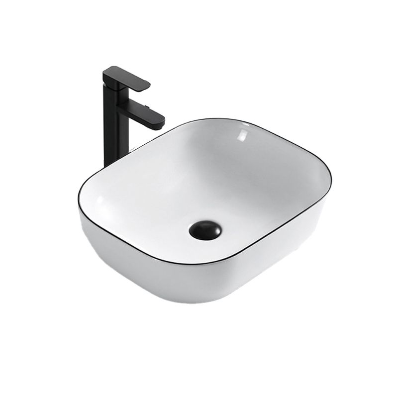 Modern Vessel Bathroom Sink Rectangular Porcelain Drain Assembly and Faucet Wash Stand Clearhalo 'Bathroom Remodel & Bathroom Fixtures' 'Bathroom Sinks & Faucet Components' 'Bathroom Sinks' 'bathroom_sink' 'Home Improvement' 'home_improvement' 'home_improvement_bathroom_sink' 1200x1200_d2f2017e-07da-4cf5-ae0e-3c4640c62a99