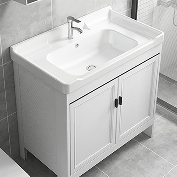 Freestanding Bathroom Vanity Modern White Ceramic Top Single Vanity Set Clearhalo 'Bathroom Remodel & Bathroom Fixtures' 'Bathroom Vanities' 'bathroom_vanities' 'Home Improvement' 'home_improvement' 'home_improvement_bathroom_vanities' 1200x1200_d323267d-e270-48ed-bca8-bb128d66521b