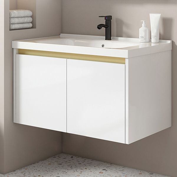 Wall Mount Bath Vanity White Rectangular Single Sink Mirror Metal Frame Vanity with Doors Clearhalo 'Bathroom Remodel & Bathroom Fixtures' 'Bathroom Vanities' 'bathroom_vanities' 'Home Improvement' 'home_improvement' 'home_improvement_bathroom_vanities' 1200x1200_d34b652e-a0f3-4f55-addb-7f7e0dc9d54f