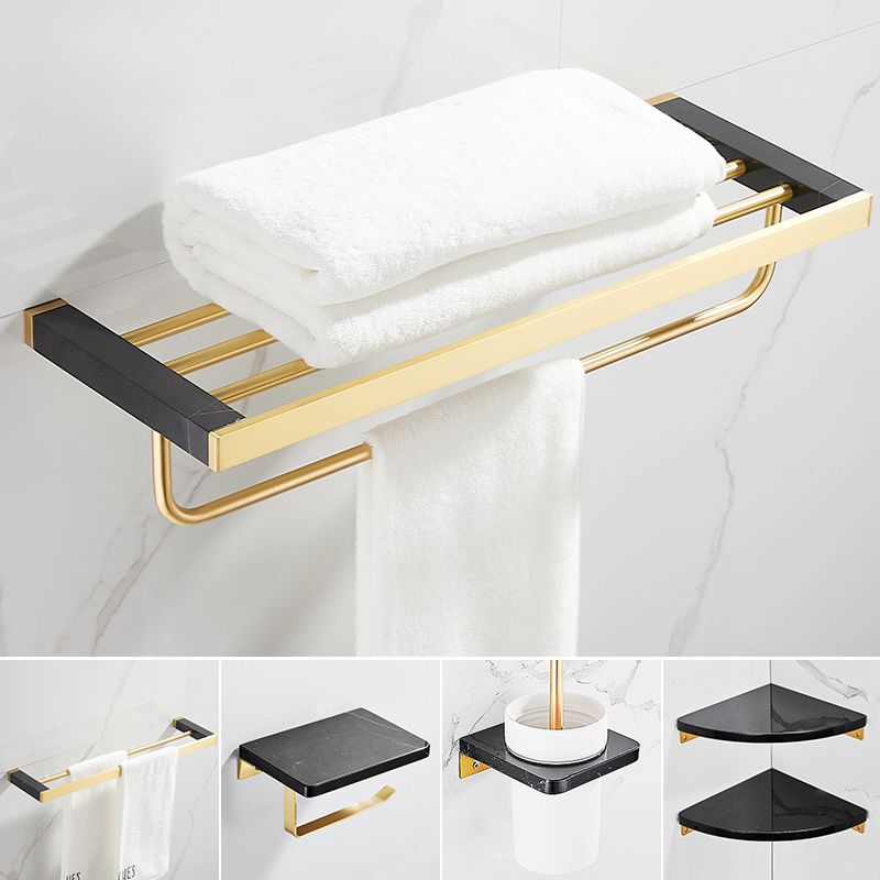 Metal and Marble Bathroom Minimalist Accessory as Individual or as a Set in Gold Clearhalo 'Bathroom Hardware Sets' 'Bathroom Hardware' 'Bathroom Remodel & Bathroom Fixtures' 'bathroom_hardware_sets' 'Home Improvement' 'home_improvement' 'home_improvement_bathroom_hardware_sets' 1200x1200_d34bfa1e-b50f-4503-b023-1fe6d8e74ac9
