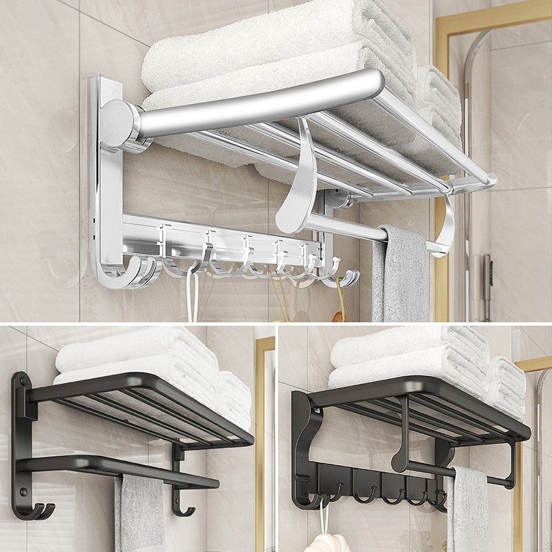 Chrome/Black Classic Bathroom Accessory Set Modern Bath Shelf/ Towel Bar & Paper Holder Clearhalo 'Bathroom Hardware Sets' 'Bathroom Hardware' 'Bathroom Remodel & Bathroom Fixtures' 'bathroom_hardware_sets' 'Home Improvement' 'home_improvement' 'home_improvement_bathroom_hardware_sets' 1200x1200_d360b19e-60a0-4d34-a908-a46f02f46885